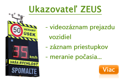 Merač rýchlosti Zeus - videozáznam prejazdu vozidiel, záznam priestupkov, meranie počasía,...